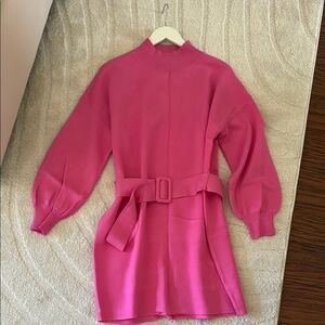 Date Pink Belted Mini Dress